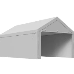 VEVOR Carport Replacement Canopy, 12 x 20 ft Potable Garage Tent Top Tarp with Sidewalls, UV-Resistant & Waterproof, Heavy Duty Car Shelter Tarp with Ball Buggees, Grey, Frame Not Included