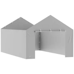 VEVOR Carport Replacement Canopy Cover Side Wall 12 x 20 ft, Garage Tent Shelter Tarp Heavy-Duty Waterproof & UV Protected, Easy Installation with Ball Bungees,Grey (Top and Frame Not Included)