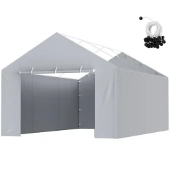 VEVOR Carport Replacement Canopy Cover Side Wall 12 x 20 ft, Garage Tent Shelter Tarp Heavy-Duty Waterproof & UV Protected, Easy Installation with Ball Bungees,Grey (Top and Frame Not Included)