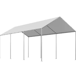VEVOR Carport Replacement Canopy, 10 x 20 ft Potable Garage Tent Top Tarp, UV-Resistant & Waterproof Car Shelter Tarp, Heavy Duty Car Port Cover with Ball Buggees, Grey, Frame Not Included