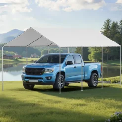 VEVOR Carport Replacement Canopy, 10 x 20 ft Potable Garage Tent Top Tarp, UV-Resistant & Waterproof Car Shelter Tarp, Heavy Duty Car Port Cover with Ball Buggees, Grey, Frame Not Included