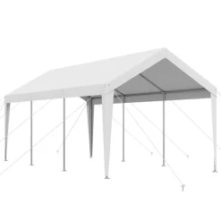 VEVOR Carport, 10 x 20 FT Outdoor Car Canopy, Potable Carport, Heavy Duty Galvanized Car Shelter, UV-Resistant & Water-Resistant, All-Season Protection, Storage Shed for Boat Motorcycle White