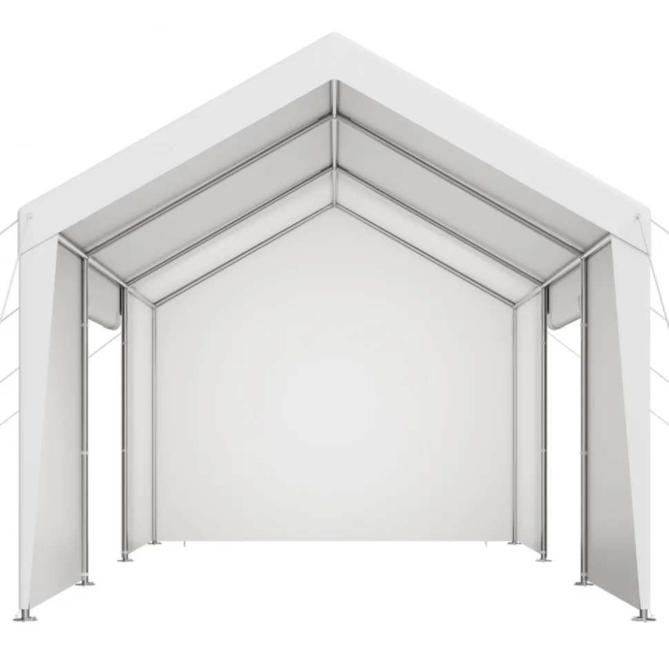 VEVOR Carport, 12 x 20 FT Outdoor Car Canopy, Potable Carport with Removable Sidewalls & Door, Heavy Duty Car Shelter, UV-Resistant & Water-Resistant, All-Season Protection for Automobile Boat White