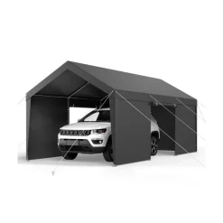 VEVOR Carport, 10 x 20 FT Outdoor Car Canopy, Potable Carport with Removable Sidewalls & Door, Heavy Duty Car Shelter, UV-Resistant & Water-Resistant, All-Season Protection for Automobile Boat Grey