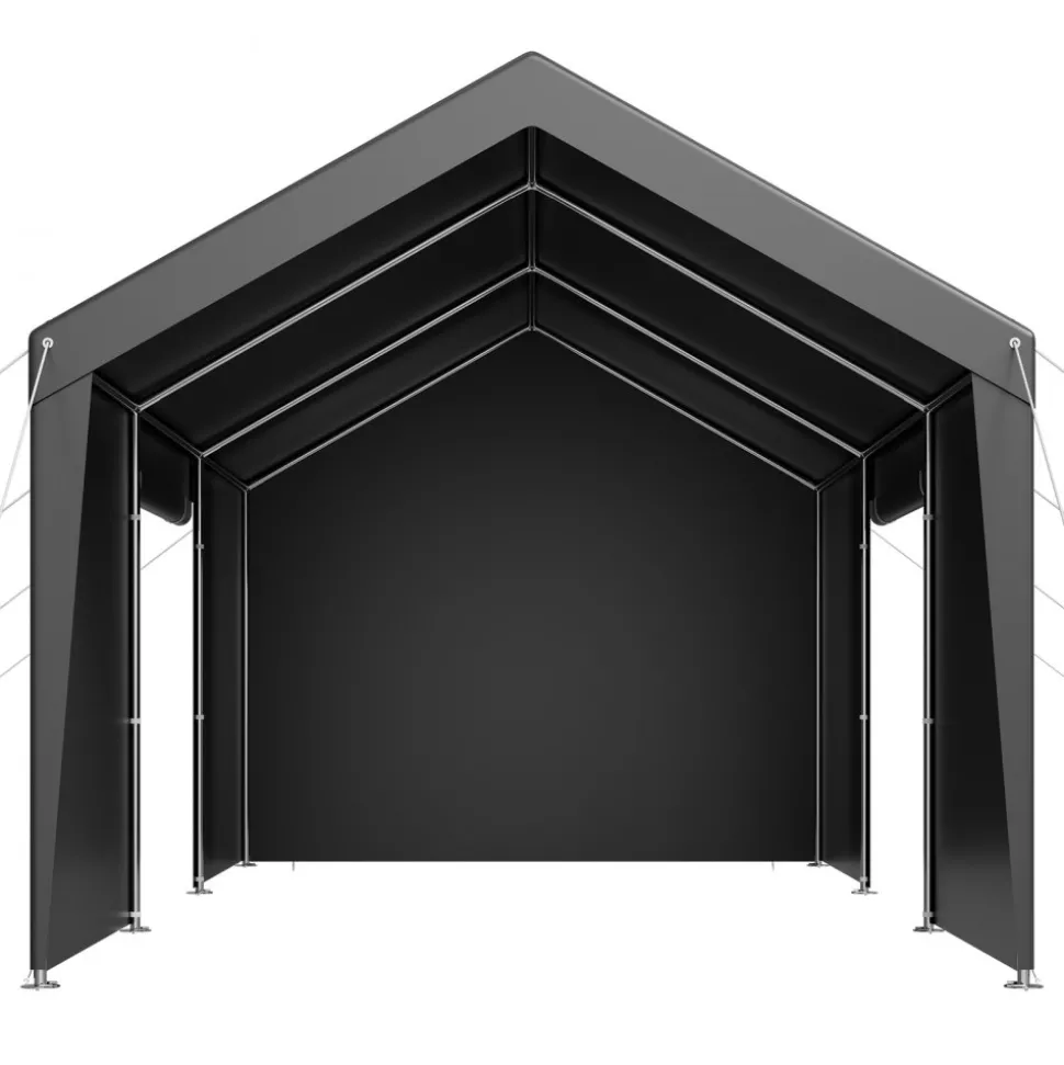 VEVOR Carport, 10 x 20 FT Outdoor Car Canopy, Potable Carport with Removable Sidewalls & Door, Heavy Duty Car Shelter, UV-Resistant & Water-Resistant, All-Season Protection for Automobile Boat Grey