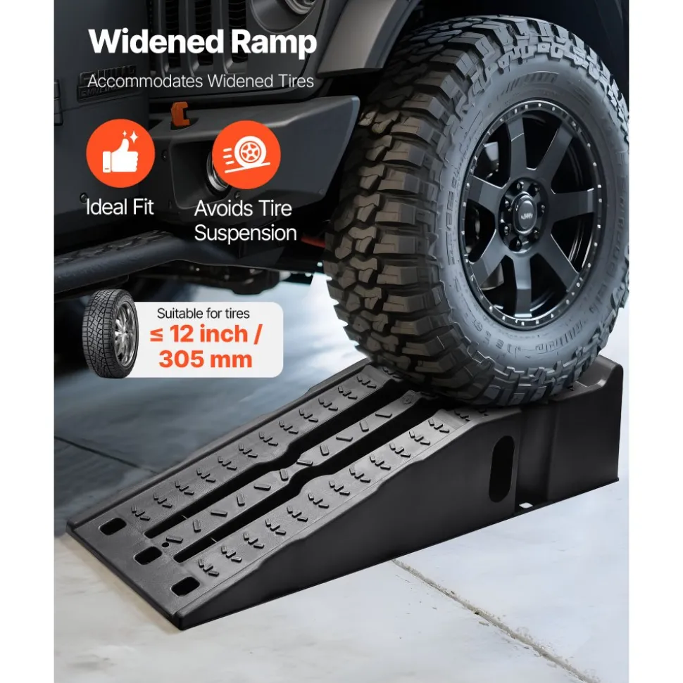 VEVOR Car Ramps, 2 PCS 16000 lbs GVW Capacity, 6.7 in Lift Height, Portable High Profile Car Service Ramps for Home Garage Maintenance and Oil Changes, Heavy Duty for Truck SUV Vehicle Repair, Black