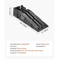 VEVOR Car Ramps, 2 PCS 16000 lbs GVW Capacity, 6.7 in Lift Height, Portable High Profile Car Service Ramps for Home Garage Maintenance and Oil Changes, Heavy Duty for Truck SUV Vehicle Repair, Black