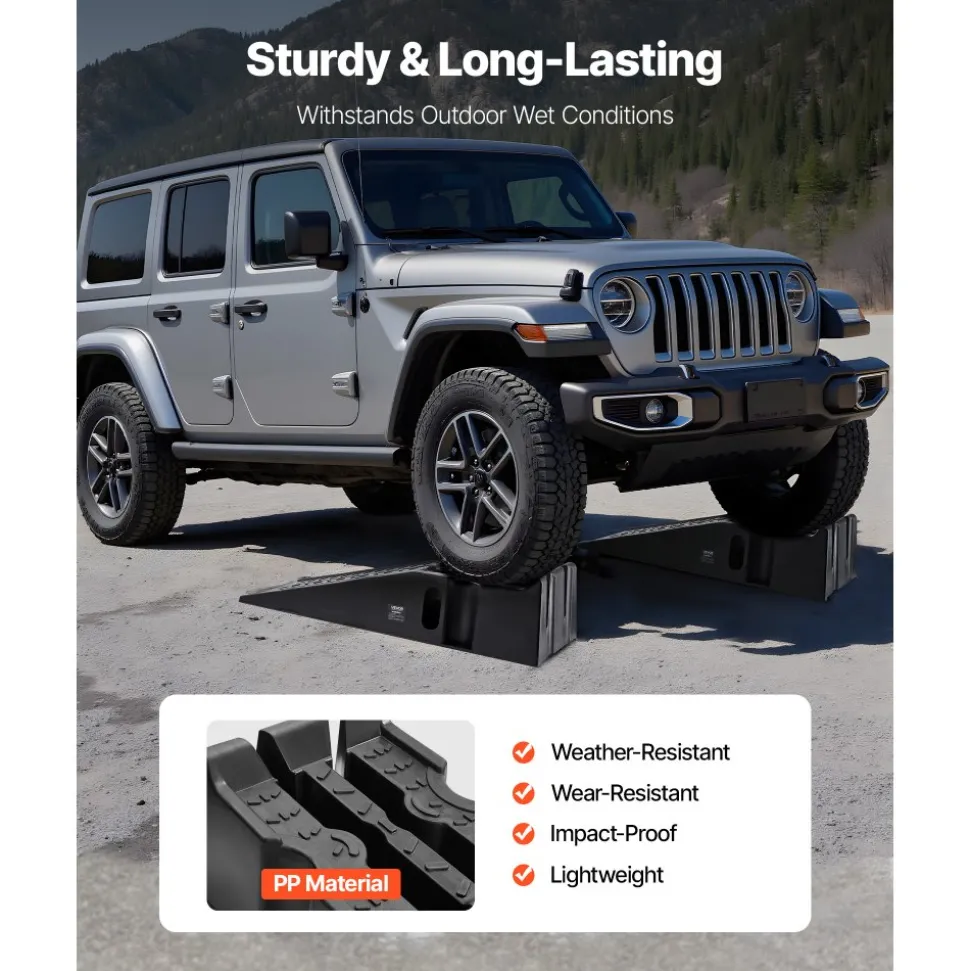VEVOR Car Ramps, 2 PCS 16000 lbs GVW Capacity, 6.7 in Lift Height, Portable High Profile Car Service Ramps for Home Garage Maintenance and Oil Changes, Heavy Duty for Truck SUV Vehicle Repair, Black