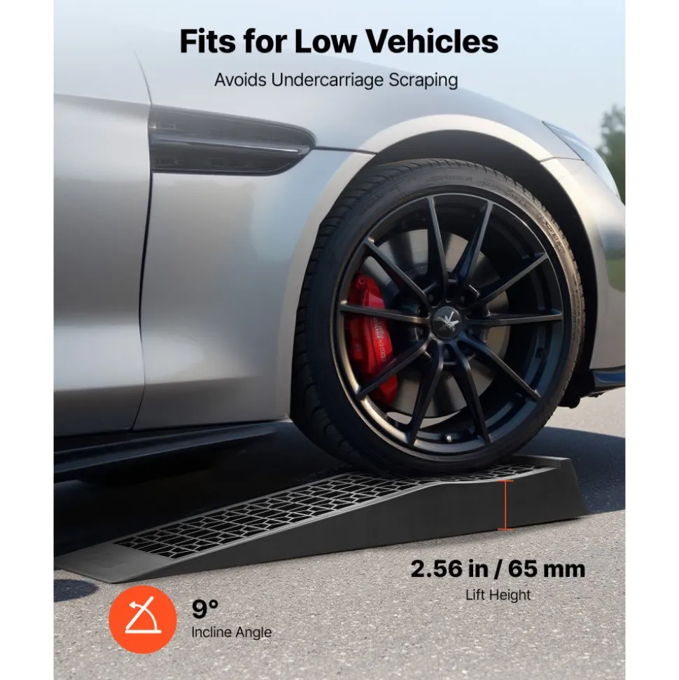 VEVOR Car Ramps, 2 PCS 20000 lbs GVW Capacity, 2.56 in Lift Height, Portable Low Profile Car Service Ramps for Home Garage Maintenance & Oil Changes, Heavy Duty for Low Chassis Vehicle & Support Jack