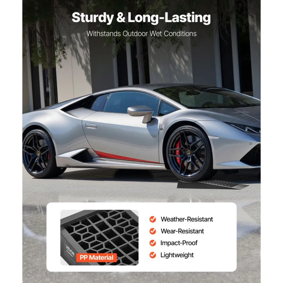 VEVOR Car Ramps, 4 PCS 20000 lbs GVW Capacity, 2.56 in Lift Height, Portable Low Profile Car Service Ramps for Home Garage Maintenance & Oil Changes, Heavy Duty for Low Chassis Vehicle & Support Jack