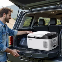 VEVOR Car Refrigerator, DC 12/24V AC100-240V Compressor Electric Cooler, -4°F to 68°F Car Fridge with APP Control, 16 QT Cars Freezer for RVs, Campsites, Boats, Camping, Fishing, 60W Portable Freezer