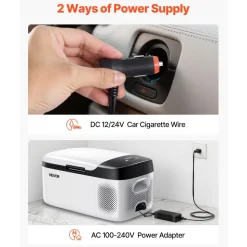 VEVOR Car Refrigerator, DC 12/24V AC100-240V Compressor Electric Cooler, -4°F to 68°F Car Fridge with APP Control, 16 QT Cars Freezer for RVs, Campsites, Boats, Camping, Fishing, 60W Portable Freezer