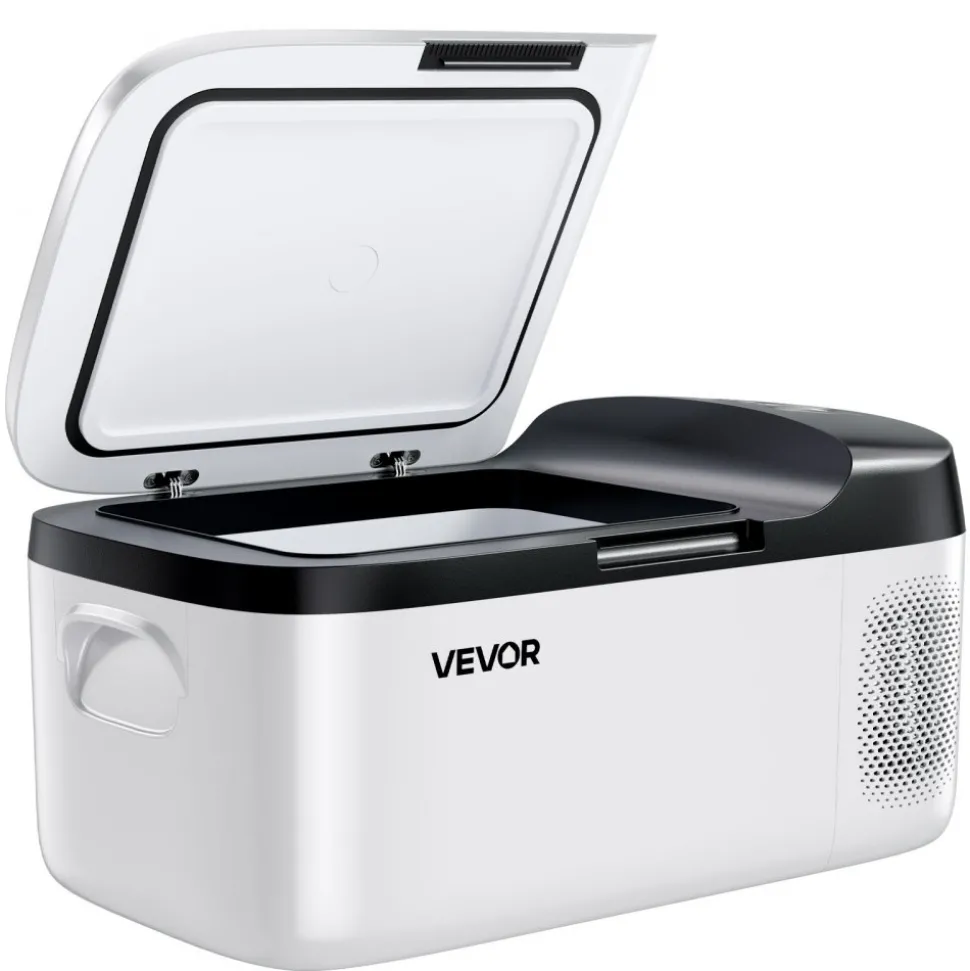 VEVOR Car Refrigerator, DC 12/24V AC100-240V Compressor Electric Cooler, -4°F to 68°F Car Fridge with APP Control, 16 QT Cars Freezer for RVs, Campsites, Boats, Camping, Fishing, 60W Portable Freezer