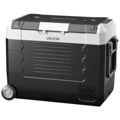 VEVOR Car Refrigerator, DC 12/24V AC100-240V Compressor Electric Cooler, -4°F to 68°F Truck Refrigerator with APP Control, Wheels & Dual Zone, 48 QT Cars Cooler for RVs, Boats, Camping, Fishing