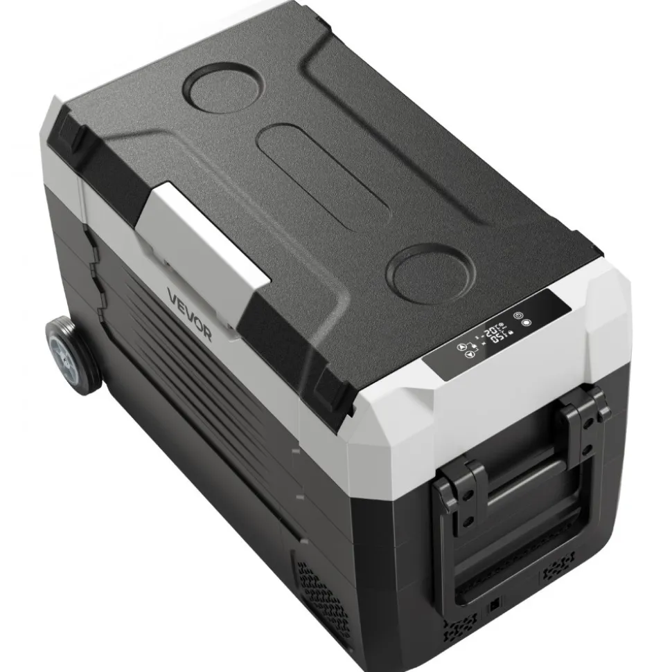 VEVOR Car Refrigerator, DC 12/24V AC100-240V Compressor Electric Cooler, -4°F to 68°F Truck Refrigerator with APP Control, Wheels & Dual Zone, 37 QT Cars Cooler for RVs, Boats, Camping, Fishing
