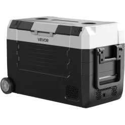 VEVOR Car Refrigerator, DC 12/24V AC100-240V Compressor Electric Cooler, -4°F to 68°F Truck Refrigerator with APP Control, Wheels & Dual Zone, 37 QT Cars Cooler for RVs, Boats, Camping, Fishing