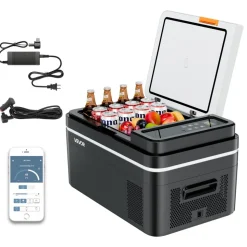 VEVOR Car Refrigerator, DC 12/24V AC100-240V Compressor Electric Cooler, -4°F to 68°F Car Fridge with APP Control, 23 QT Cars Freezer for RVs, Campsites, Boats, Camping, Fishing, 45W Portable Freezer