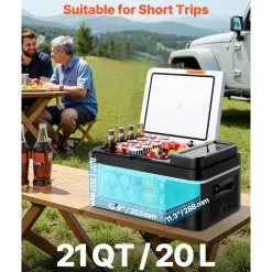 VEVOR Car Refrigerator, DC 12/24V AC100-240V Compressor Electric Cooler, -4°F to 68°F Car Fridge with APP Control, 21 QT Cars Freezer for RVs, Campsites, Boats, Camping, Fishing, 60W Portable Freezer