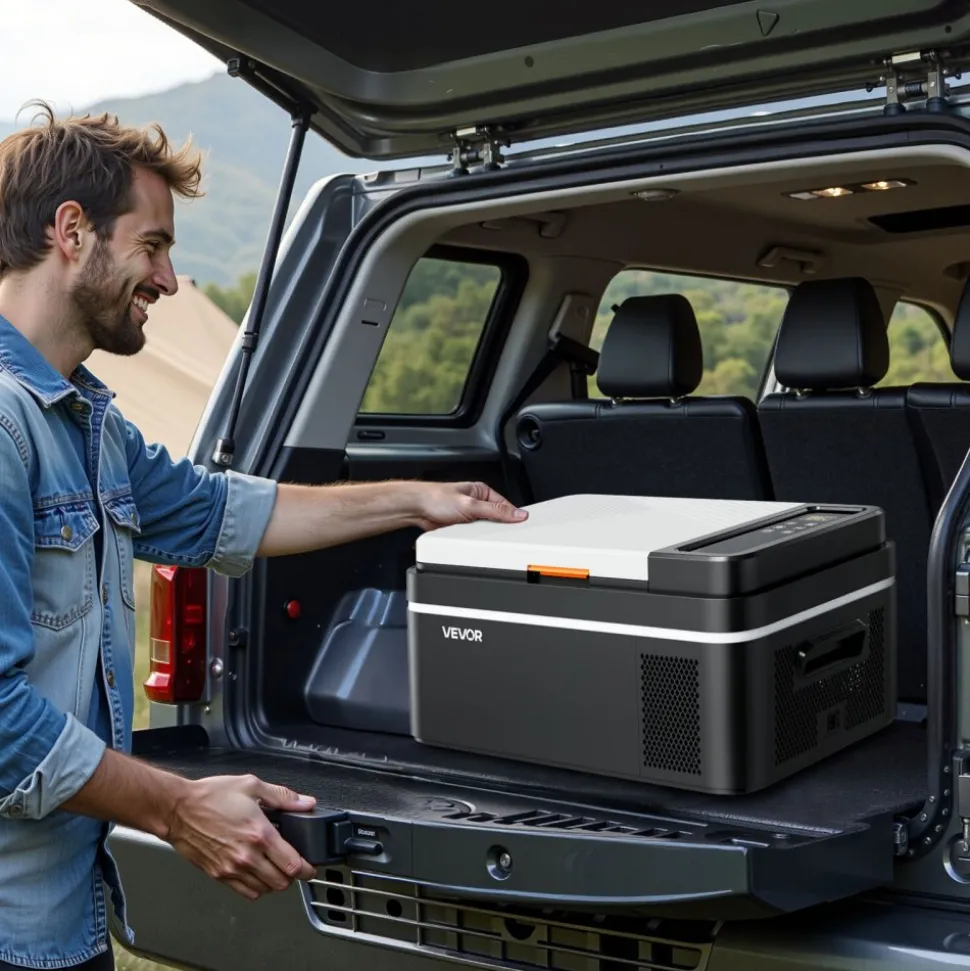 VEVOR Car Refrigerator, DC 12/24V AC100-240V Compressor Electric Cooler, -4°F to 68°F Car Fridge with APP Control, 21 QT Cars Freezer for RVs, Campsites, Boats, Camping, Fishing, 60W Portable Freezer
