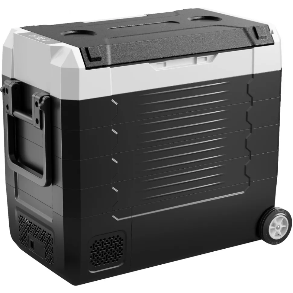 VEVOR Car Refrigerator, DC 12/24V AC100-240V Compressor Electric Cooler, -4°F to 68°F Truck Refrigerator with APP Control, Wheels & Dual Zone, 58 QT Cars Cooler for RVs, Boats, Camping, Fishing