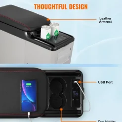 VEVOR Car Refrigerator, 12 Volt Car Armrest Refrigerator Fridge, 15 L Single Zone Portable Freezer, -4℉-68℉ Adjustable Range, 12/24V DC and 100-240V AC Compressor Cooler for Outdoor, Camping