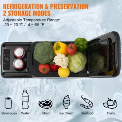 VEVOR Car Refrigerator, 12 Volt Car Armrest Refrigerator Fridge, 15 L Single Zone Portable Freezer, -4℉-68℉ Adjustable Range, 12/24V DC and 100-240V AC Compressor Cooler for Outdoor, Camping