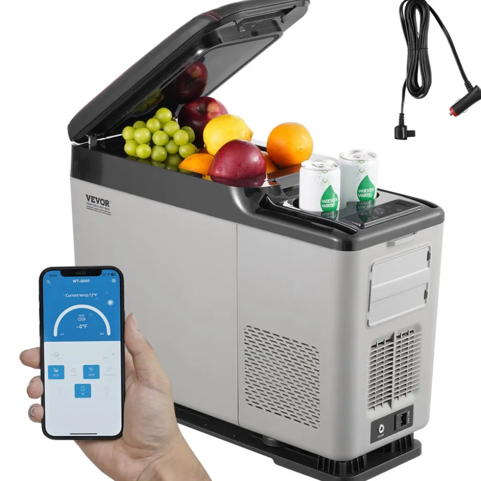 VEVOR Car Refrigerator, 12 Volt Car Armrest Refrigerator Fridge, 15 L Single Zone Portable Freezer, -4℉-68℉ Adjustable Range, 12/24V DC and 100-240V AC Compressor Cooler for Outdoor, Camping