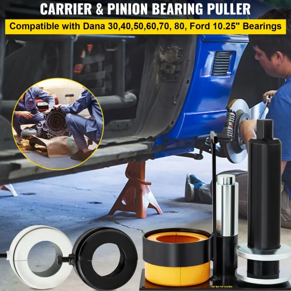 VEVOR Carrier & Pinion Bearing Puller, Compatible with Dana 30,40,50,60,70, 80, Ford 10.25" Bearings, Pinion Puller Tool with 3 Clamshells, 45# Steel Clamshell Bearing Puller for Auto Repair