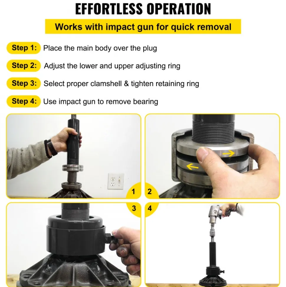 VEVOR Carrier & Pinion Bearing Puller, Compatible with Dana 30,40,50,60,70, 80, Ford 10.25" Bearings, Pinion Puller Tool with 3 Clamshells, 45# Steel Clamshell Bearing Puller for Auto Repair