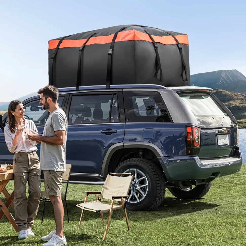 VEVOR Car Rooftop Cargo Carrier Bag, 23 Cubic Feet Roof Cargo Carrier, Heavy Duty 840D PVC 100% Waterproof Car Roof Luggage Bag for All Vehicle with/without Rack- with Lock, Anti-Slip Mat, 6 Door Hook