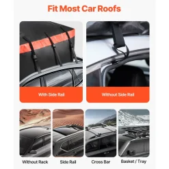 VEVOR Car Rooftop Cargo Carrier Bag, 20 Cubic Feet Roof Cargo Carrier, Heavy Duty 840D PVC 100% Waterproof Car Roof Luggage Bag for All Vehicle with/without Rack- with Lock, Anti-Slip Mat, 6 Door Hook
