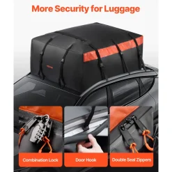 VEVOR Car Rooftop Cargo Carrier Bag, 20 Cubic Feet Roof Cargo Carrier, Heavy Duty 840D PVC 100% Waterproof Car Roof Luggage Bag for All Vehicle with/without Rack- with Lock, Anti-Slip Mat, 6 Door Hook