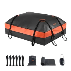 VEVOR Car Rooftop Cargo Carrier Bag, 21 Cubic Feet Car Roof Cargo Carrier, 100% Waterproof Heavy Duty 840D PVC Roof Luggage Bag for All Vehicle with/without Rack- with Lock, Non-Slip Mat, 6 Door Hooks