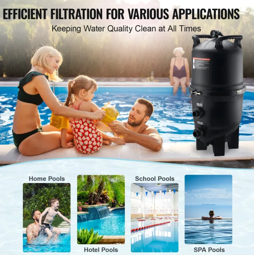 VEVOR Cartridge Pool Filter, 425Sq. Ft Filter Area Inground Pool Filter, Above Ground Swimming Pool Filtration Filter System with Upgrade Filter &Leak-proof, for Hot Tubs, Spa, Inflatable Pool