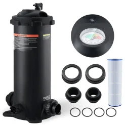 VEVOR Cartridge Pool Filter, 50Sq. Ft Filter Area Inground Pool Filter, Above Ground Swimming Pool Filtration Filter System with Upgrade Filter &Leak-proof Casing, for Hot Tubs, Spa, Inflatable Pool
