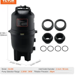 VEVOR Cartridge Pool Filter, 525Sq. Ft Filter Area Inground Pool Filter, Above Ground Swimming Pool Filtration Filter System with Upgrade Filter &Leak-proof, for Hot Tubs, Spa, Inflatable Pool