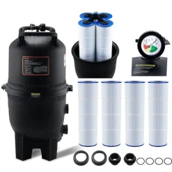 VEVOR Cartridge Pool Filter, 325Sq. Ft Filter Area Inground Pool Filter, Above Ground Swimming Pool Filtration Filter System with Upgrade Filter &Leak-proof, for Hot Tubs, Spa, Inflatable Pool