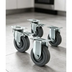 VEVOR Caster Wheels, 5 Inch Heavy Duty Casters, Compatible with VEVOR Insulated Food Pan Carrier, Set of 4 (2 Swivel with Brake, 2 Rigid)