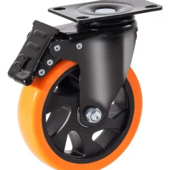VEVOR Caster Wheels, 5-inch Swivel Plate Casters, Set of 4, with Security A/B Locking No Noise PVC Wheels, Heavy Duty 450 lbs Load Capacity Per Caster, Non-Marking Wheels for Cart Furniture Workbench