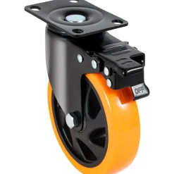 VEVOR Caster Wheels, 5-inch Swivel Plate Casters, Set of 4, with Security A/B Locking No Noise PVC Wheels, Heavy Duty 450 lbs Load Capacity Per Caster, Non-Marking Wheels for Cart Furniture Workbench