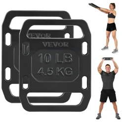 VEVOR Cast Iron Ruck Weights for Backpack, 10LB Pair Ruck Plate, Weight Plate with Smooth Handle, Textured Finish for Rucking, Hiking, Swings, Strength Training, Weightlifting, Fitness Workout