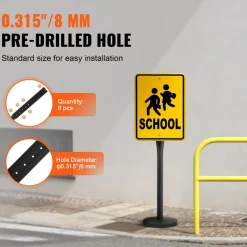 VEVOR Cast Iron Sign Post, 4 ft Portable Heavy Duty Steel Post Sign Holder with Hard Plastic Base & Wheels, U-Channel Sign Stand for Garden, Courtyard, Farm or Traffic Intersection, Black
