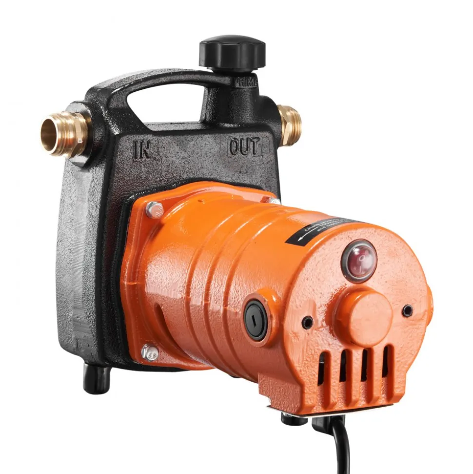 VEVOR Cast Iron Water Transfer Pump, 115V AC 1600 GPH 1/2HP, Portable Electric Utility Pump with Carbon Brush, Filter, Brass Connectors, for Garden, Rain Barrel, Pool, Pond, Hot Tub, Aquarium Draining