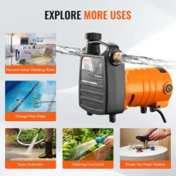 VEVOR Cast Iron Water Transfer Pump, 115V AC 1600 GPH 1/2HP, Portable Electric Utility Pump with Carbon Brush, Filter, Brass Connectors, for Garden, Rain Barrel, Pool, Pond, Hot Tub, Aquarium Draining