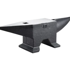 VEVOR Cast Steel Anvil, 132 Lbs(60kg) Single Horn Anvil with Large Countertop and Stable Base, High Hardness Rugged Round Horn Anvil Blacksmith, for Bending, Shaping