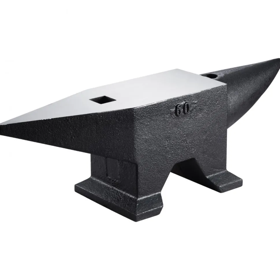 VEVOR Cast Steel Anvil, 132 Lbs(60kg) Single Horn Anvil with Large Countertop and Stable Base, High Hardness Rugged Round Horn Anvil Blacksmith, for Bending, Shaping