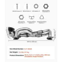 VEVOR Catalytic Converter, Compatible with Subaru Forester Impreza Legacy Outback/ SAAB 9-2X, 2.5L H4, Front, Replacement OE 16564, Stainless Steel High Flow Converter, for Exhaust Gas Purification