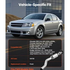 VEVOR Catalytic Converter, Compatible with Chrysler 200 Sebring/Dodge Avenger Caliber Journey /Jeep Compass Patriot, 2.4L L4, Front, Replacement OE 54735, Stainless Steel, for Exhaust Gas Purification