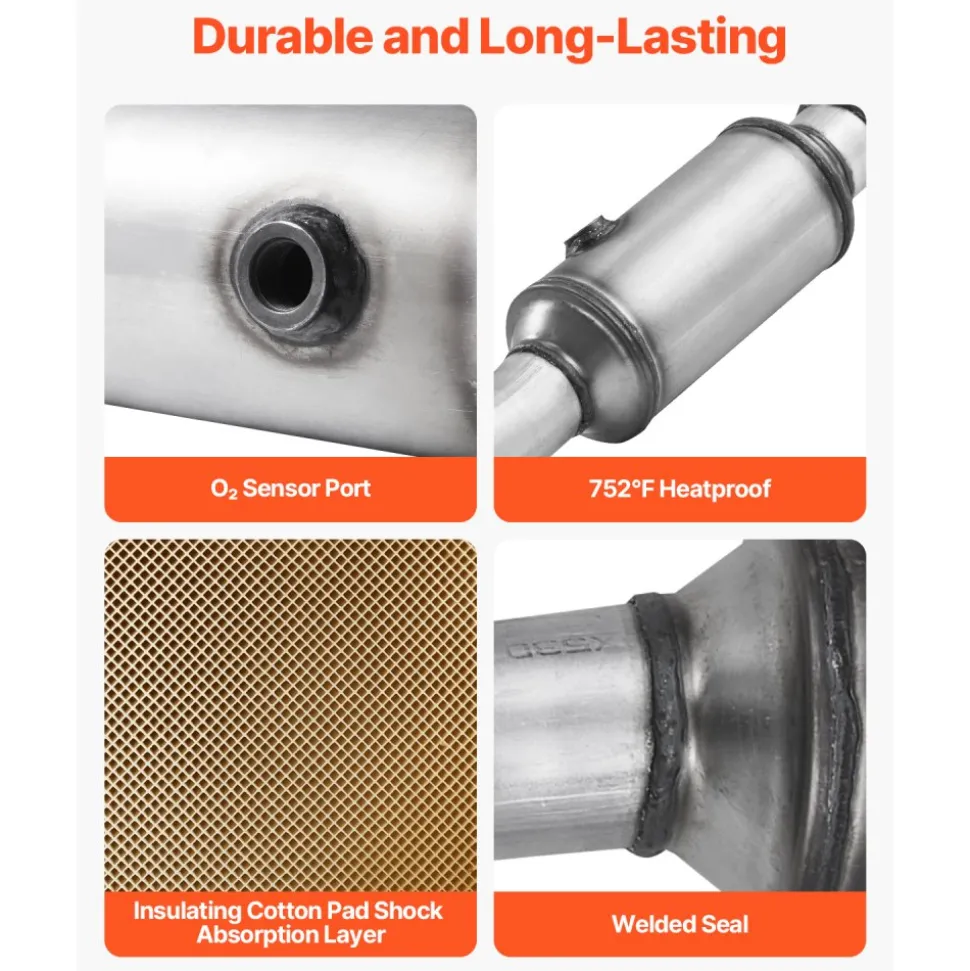 VEVOR Catalytic Converter, Compatible with Chrysler 200 Sebring/Dodge Avenger Caliber Journey /Jeep Compass Patriot, 2.4L L4, Front, Replacement OE 54735, Stainless Steel, for Exhaust Gas Purification