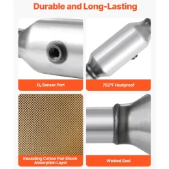 VEVOR Catalytic Converter, Compatible with Honda Accord 2.4L 2003 2004 2005 2006 2007, 2.4L L4 Engine, Rear, Replacement OE 16299, Stainless Steel Material, for Quick Exhaust Gas Purification